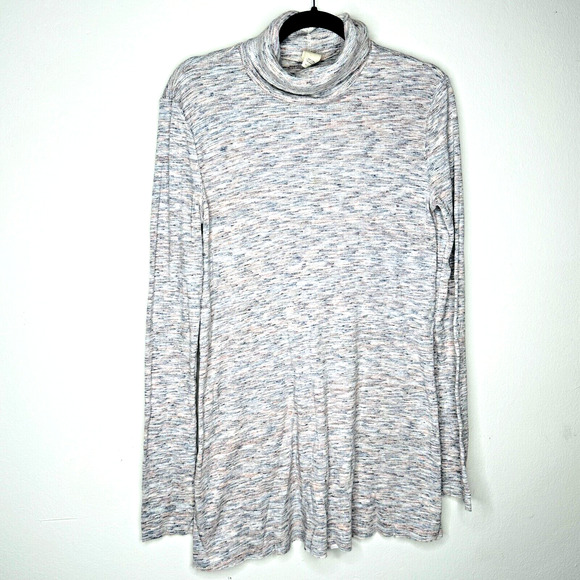 We The Free Ivory Multi-Color Long Sleeve Open Back Turtleneck Tunic Medium - Picture 3 of 15